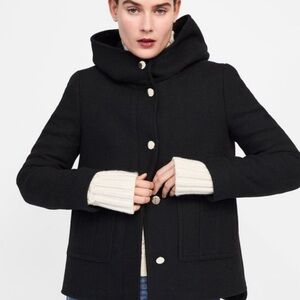 Zara Black Hooded Puffer Jacket